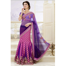 Exquisite Purple Colored Wedding Lehenga Sari 